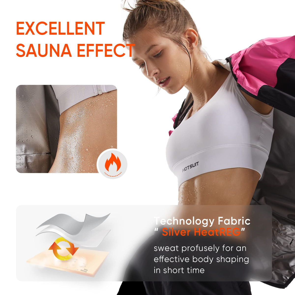 HOTSUIT Sauna Jacket for Women Weight Loss Sauna Suit Sweat Suits Anti Rip for Gym Workout Exercise