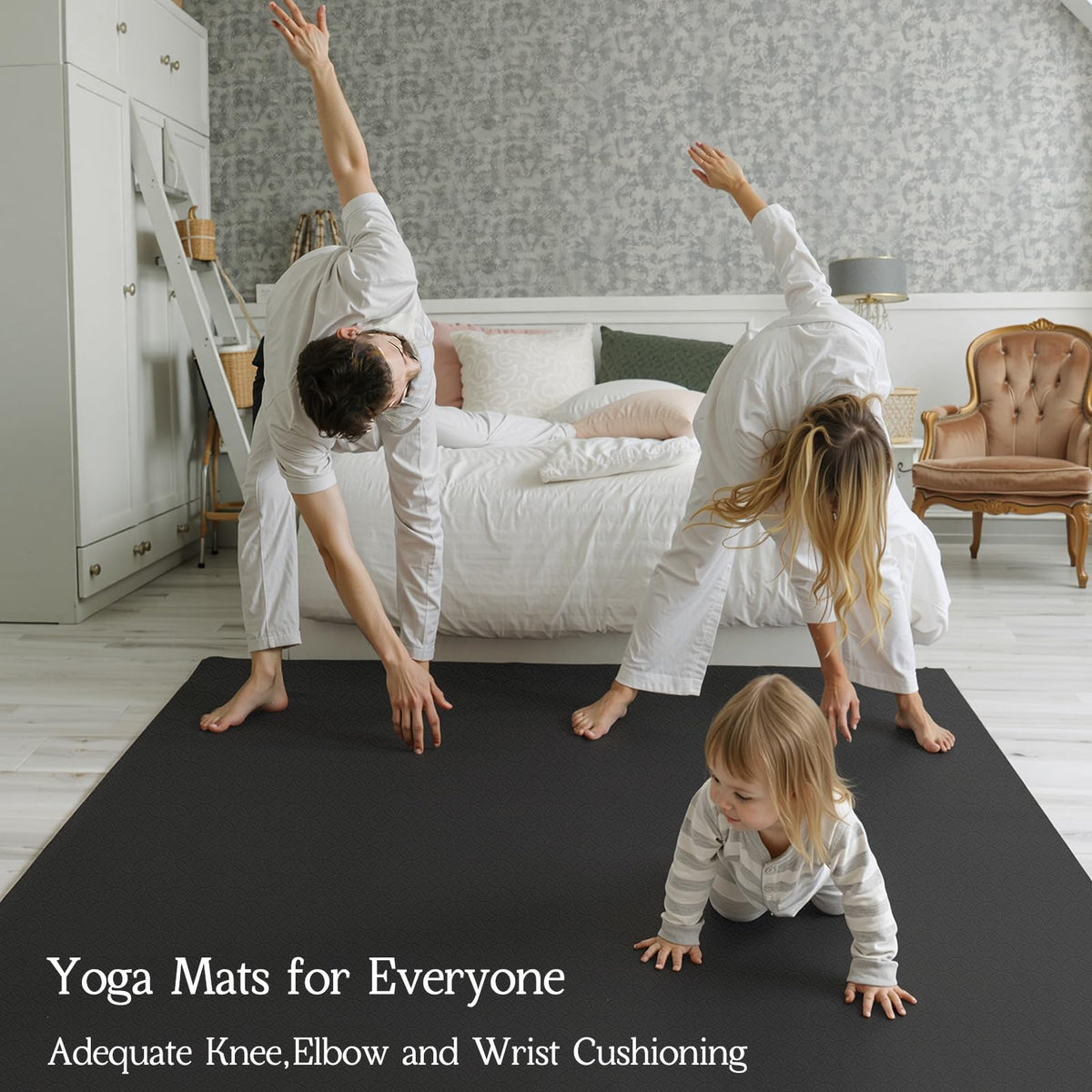 VTORY Extra Large Yoga Mat 6'x 4'x 6mm (1/4in) Thick Exercise Mat for Men and Women, Non-Slip, Durable Workout Mat for Home Workout, Yoga, Pilates, Stretching (Black)
