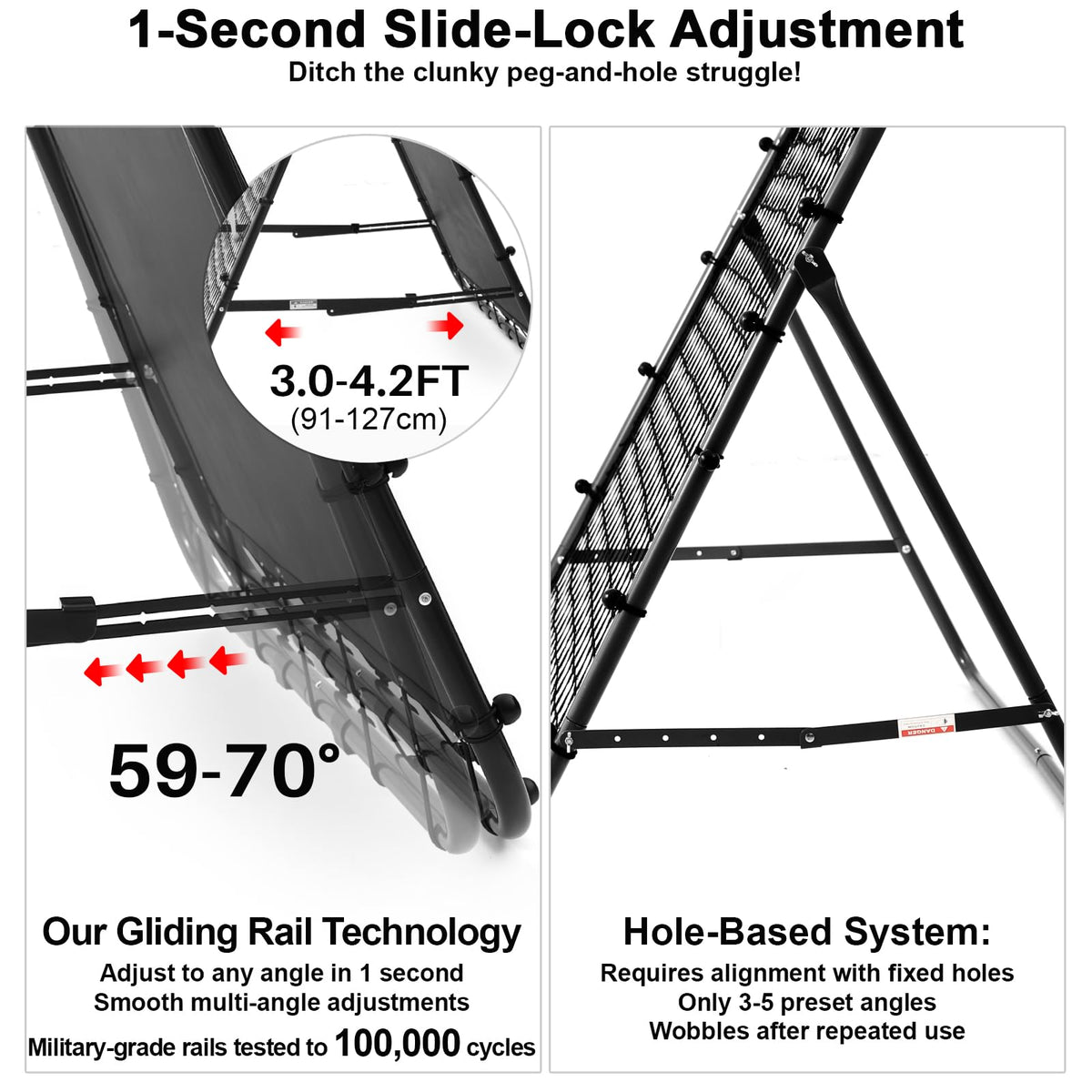 Amazing Tour Adjustable Soccer Rebound Net | Double-Angle Soccer Trainer with Steel Frame | Portable Folding Rebounder for Passing & Shooting Practice | Outdoor Sports Equipment for Youth & Adult