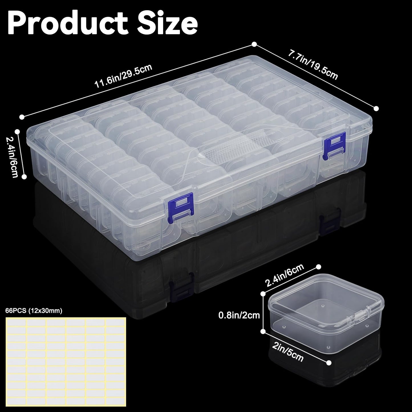 DILIBRA Bead Organizer Box, 46Pcs Small Bead Organizers and Storage Plastic Cases, Mini Clear Storage Containers Boxes with Hinged Lid for Diamond Painting Accessories Seed Jewelry Crafts