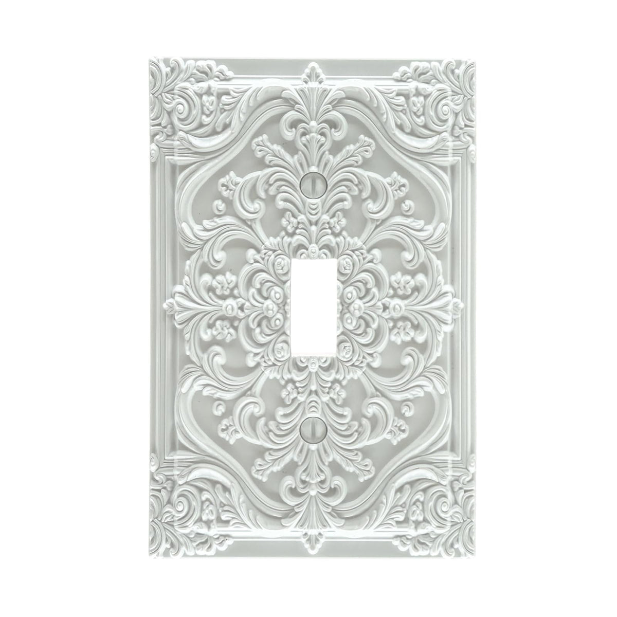 Spshian Decorative Light Switch Plate Covers White Flower Elegant 3D Floral Embossed 1 Gang Light Switch Cover Plate Single Toggle Wall Plate Outlet Covers Faceplate for Bedroom Home Decor