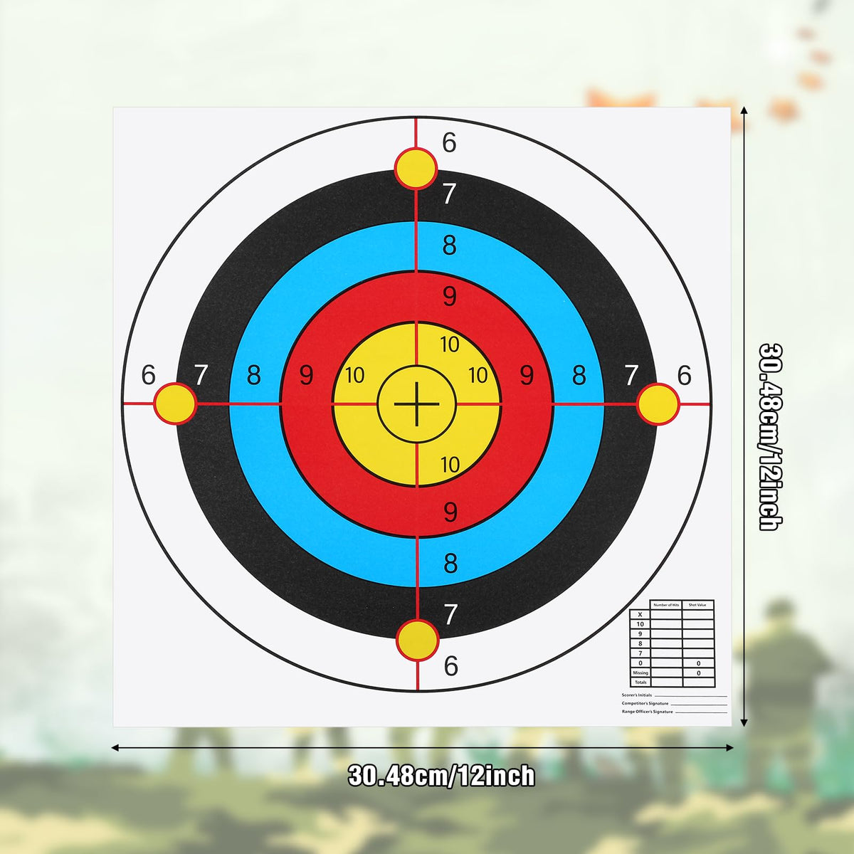 Fainne 200 Sheets Paper Targets for Shooting 12 x 12 Inch High Visibility Shooting Range Targets Bulk for Indoor Outdoor Pistol Practice Archery Airsoft Hunting Accessories(5 Ring Circular)