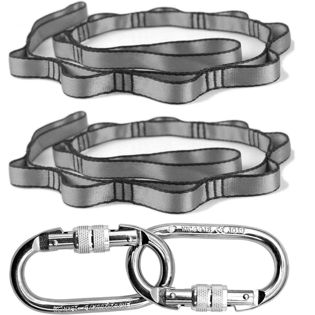 PRIOR FITNESS Yoga Straps Aerial Hammock Accessory Set, 2pcs Carabiner + 2pcs Daisy Chain r, Aerial Silk Hardware with Carabiner Daisy Chain for Yoga Swing Pilates