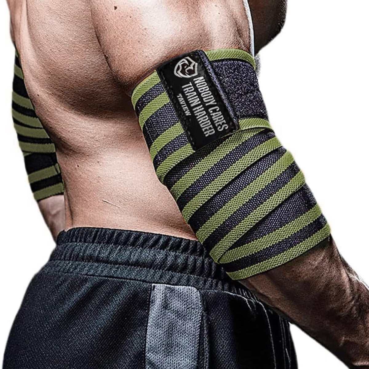 Elbow Wraps for Weightlifting (1 Pair), 47" Elastic Elbows Support & Compression Powerlifting, Fitness, Cross Training & Gym Workout - Elbow Straps for Weight Lifting