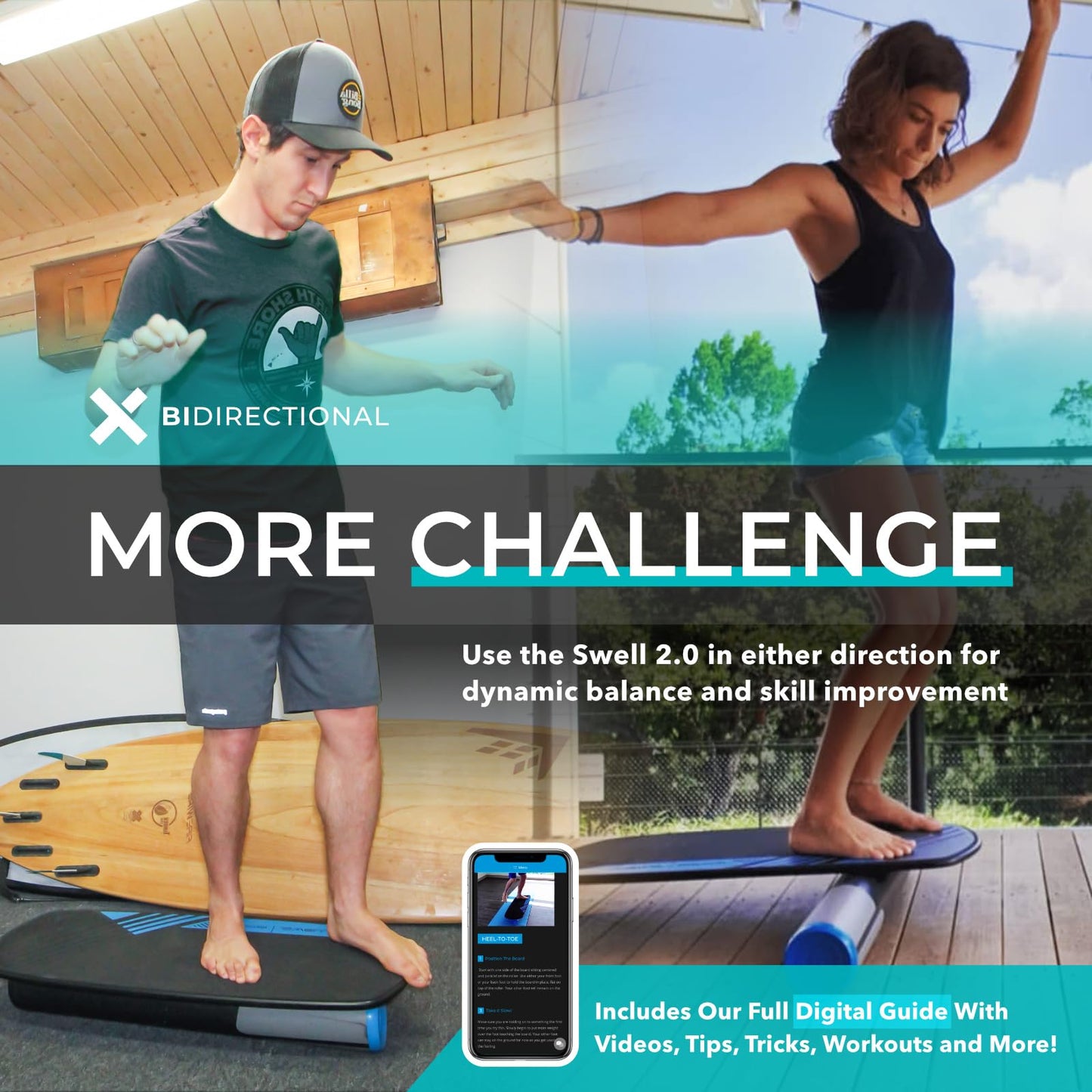 Revbalance Swell 2.0 - Surf & Paddle Balance Board Trainer (Reef - Teal)