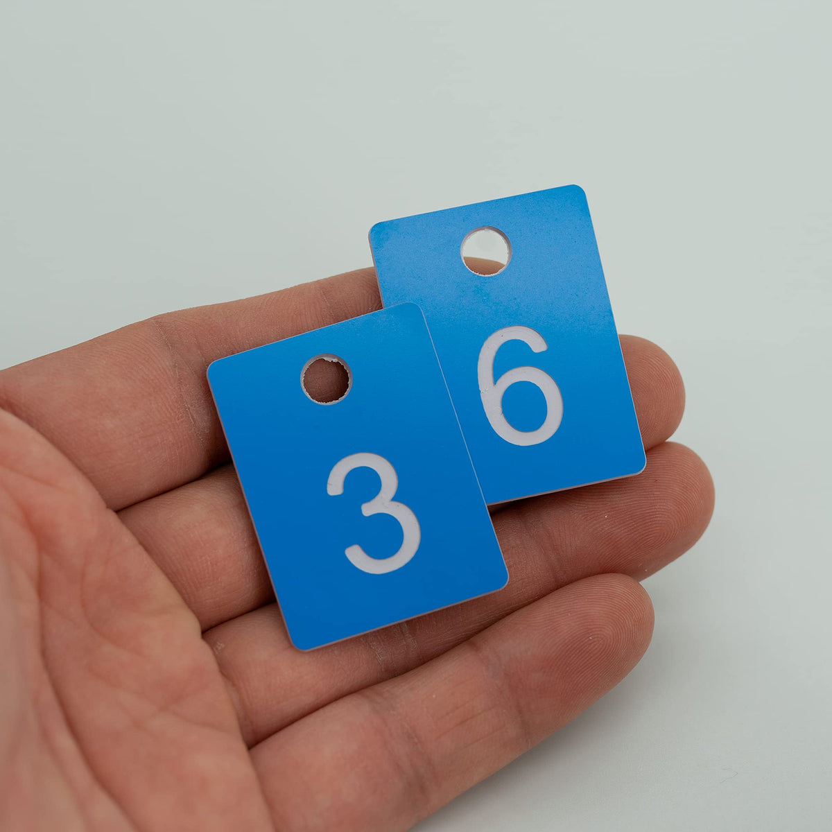 StayMax ABS Plastic Numbered Key Tags Rectangle ID Tag Number Disc with Hole (1-50, Blue)