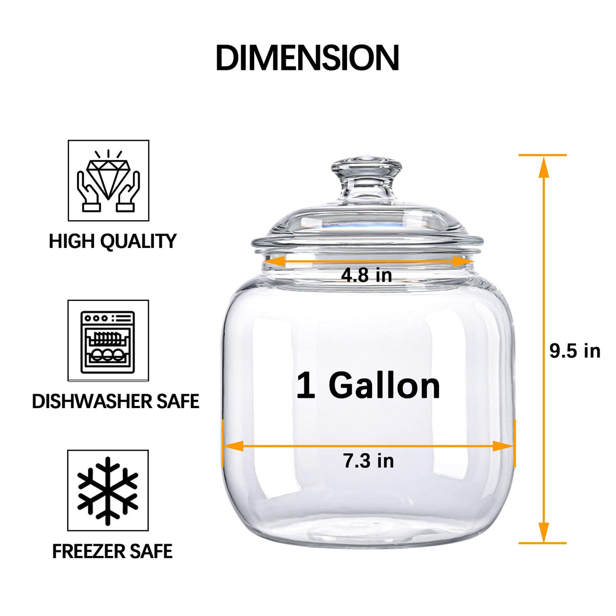 YUEJUM 128 oz Unbreakable & Dishwasher Safe Airtight Food Storage Canister | 1 Gallon Premium Plastic Shatterproof Apothecary Jars | Container for Cookie, Dog Treats, Pet Food, Candy