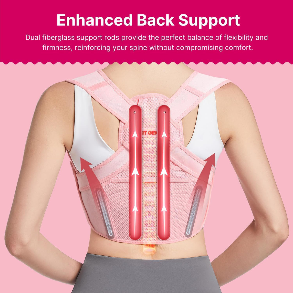 Fit Geno Posture Corrector for Women: Adjustable Lightweight Upper Back Brace for Neck Shoulder & Upper Back Pain Relief - Improve Posture Correct Hunchback Slouching Kyphosis Invisible Under Clothes (M/L Under Bust 32"-45")