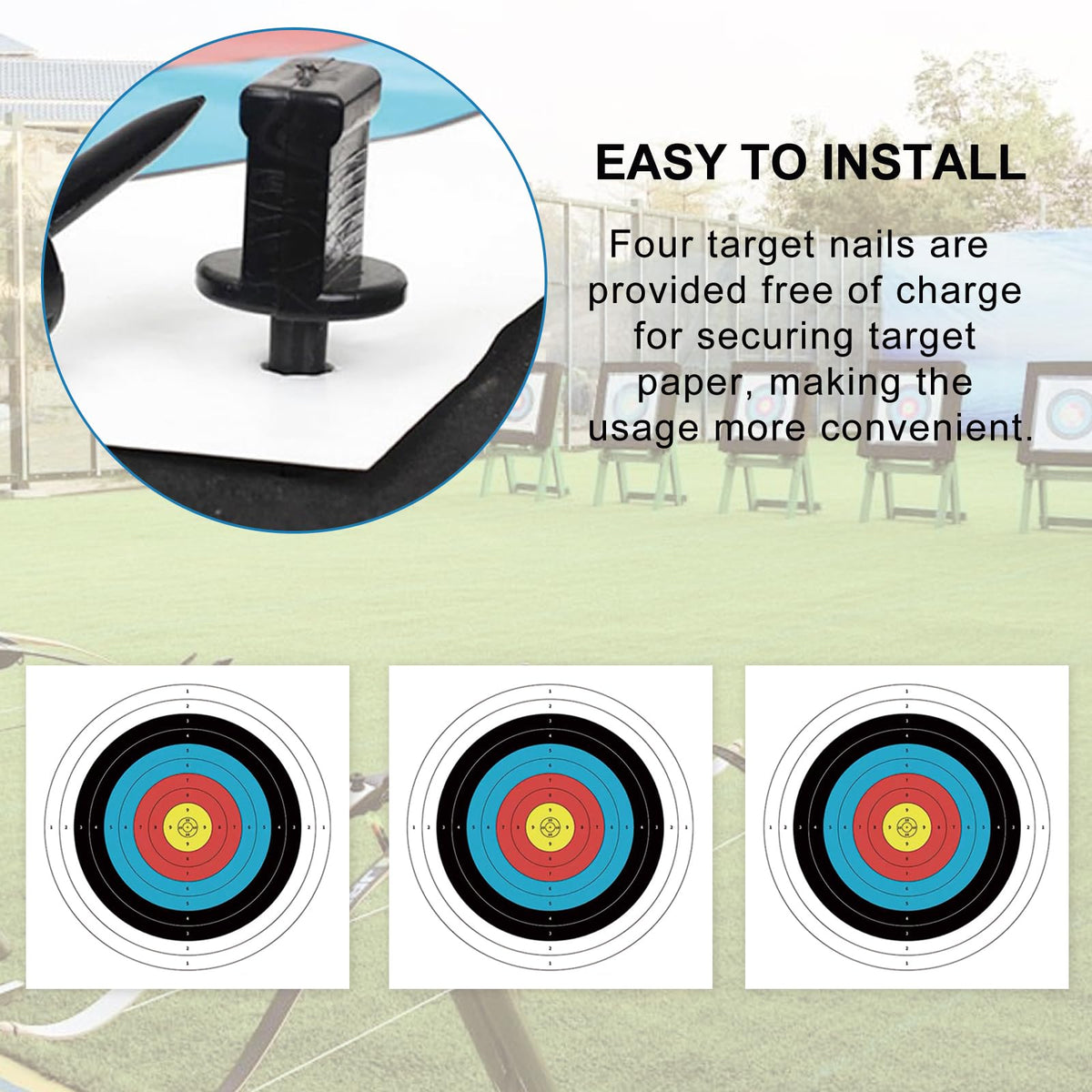KURUGEILI 20pcs Targets Paper Standard Archery 31.5inch/80cm 10 Ring Bow with 4pcs Arrow Targets Face Pins for Archery & Hunting Practice Shooting