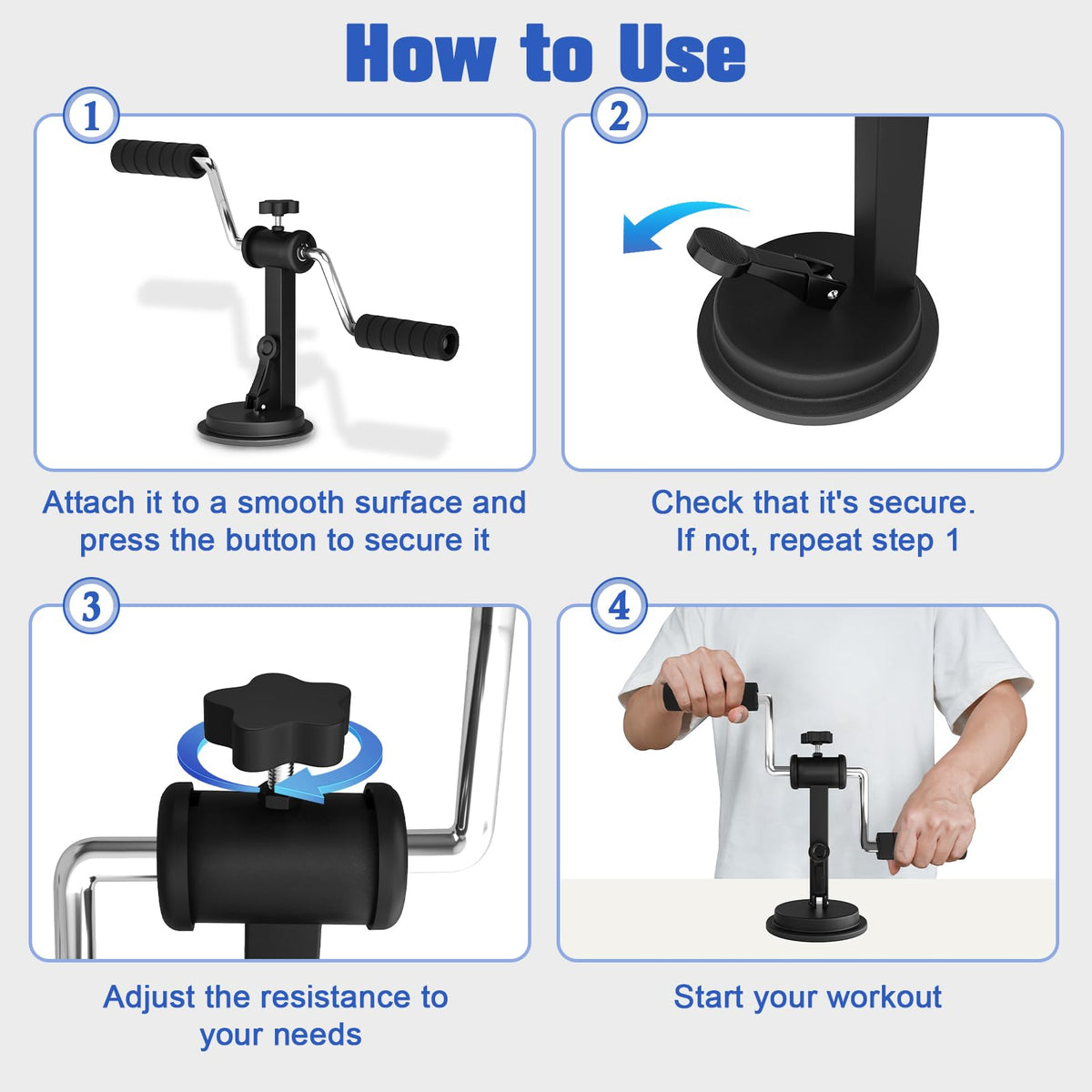 Arm Bike for Rehabilitation Exercise for the Elderly, Physical Therapy Equipment, Designed for Arm and Shoulder, Adjustable Resistance, Industrial Suction Cup Fixation, Black, Home Use