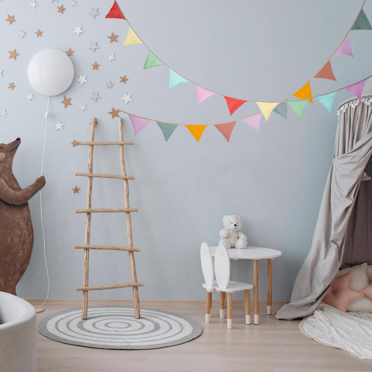 Fabric Bunting Banner, 2 Pack Handmade Neutral String Banner Each 8.5 ft 10 Flags Nursery Wall Hanging Wedding Birthday Home Baby Shower Party Decoration Bunting (Orange Black)