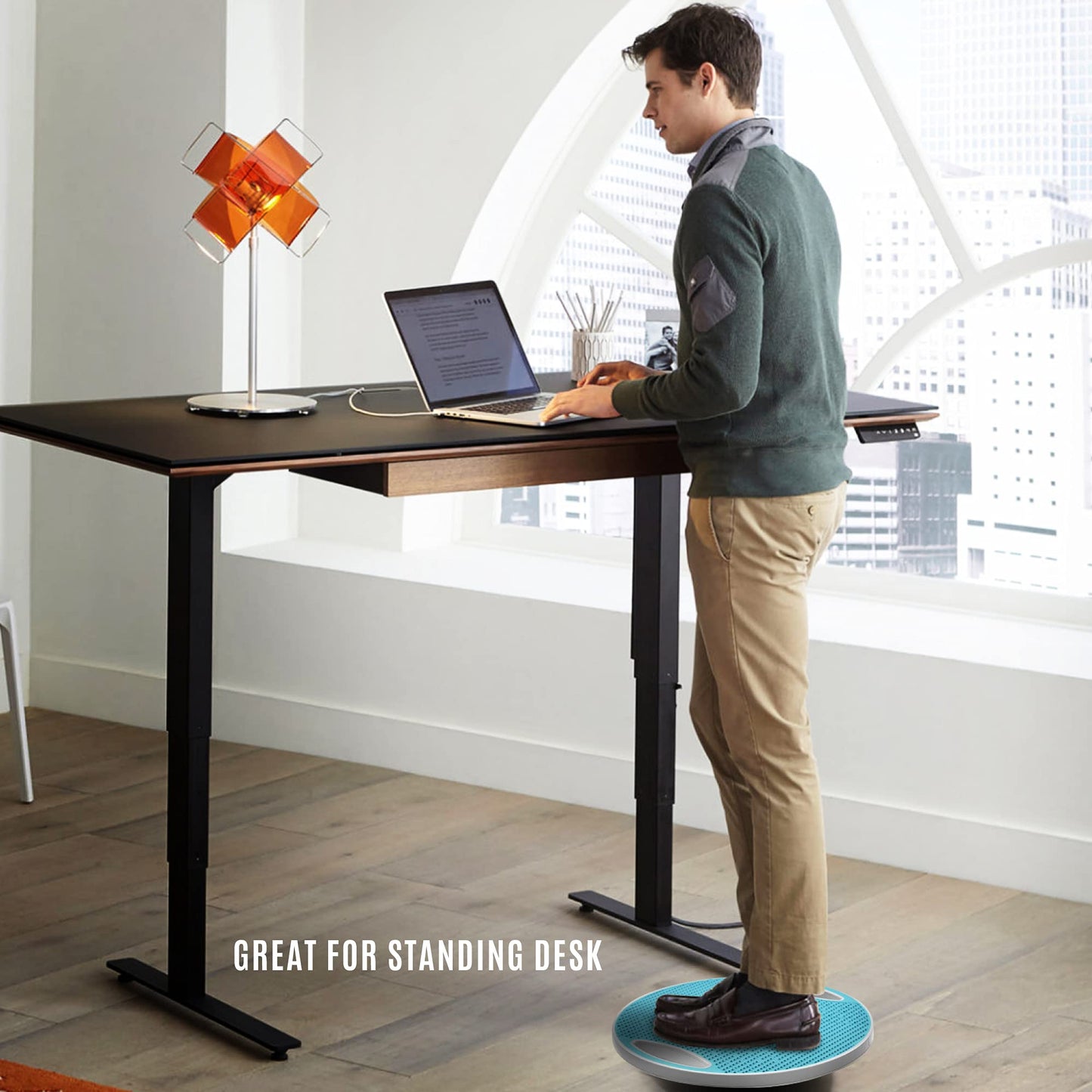 Yes4All Wobble Balance Board, Upgraded Plastic Stability Trainer with TPE Surface & Handles for Home Gym & Standing Desk (Sky Blue - 16.3" Dia)