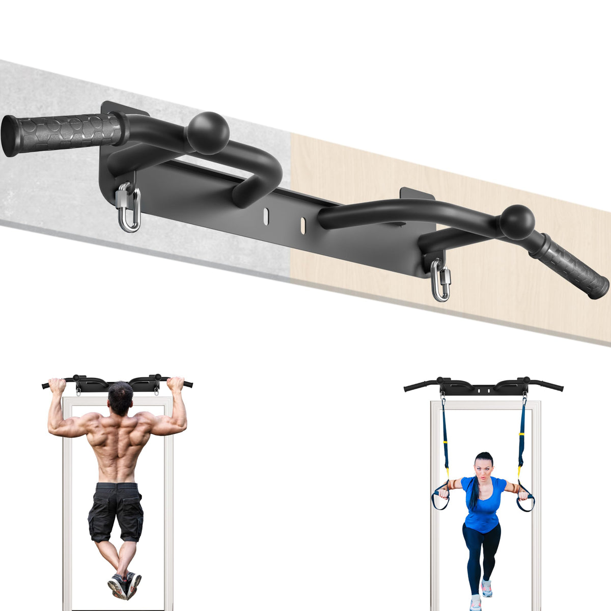 Wall Mounted Pull Up Bar - Heavy Duty Chin Up Bar, Pull-Up Bar for Garage, Joist, Wall Mount - Multifunctional Fitness Bar, Supports up to 600 Lbs