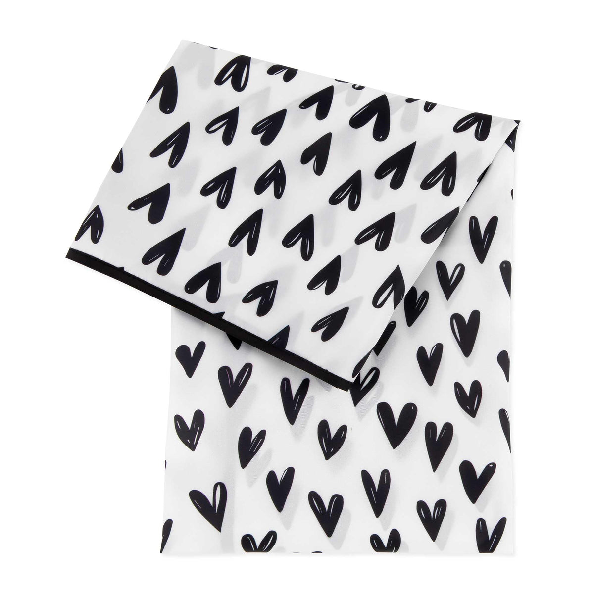 Bumkins Baby Splat Mat for Under High Chair, Babies Toddlers Eating Mess Mat, Waterproof Reusable Cloth for Arts and Crafts, Playtime Mat for Kids, Floors or Tables, Fabric 42inx42in, Black Hearts