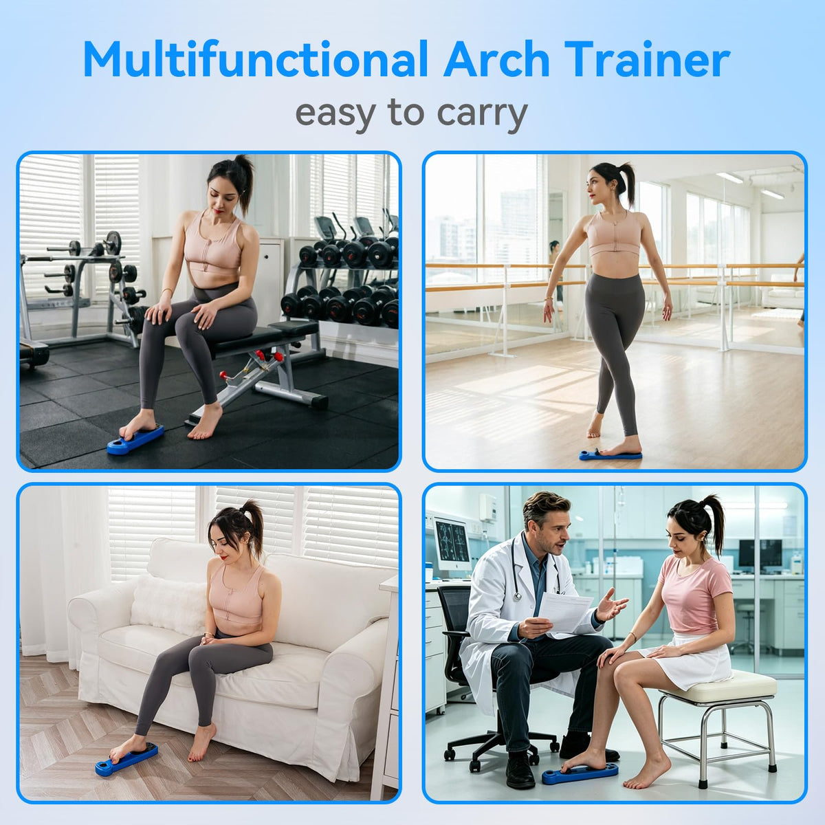Foot Arch Trainer & Flat Foot Corrector - Adjustable Resistance Exerciser with Magnetic Massage Roller for Plantar Fasciitis, Ballet & Rehab
