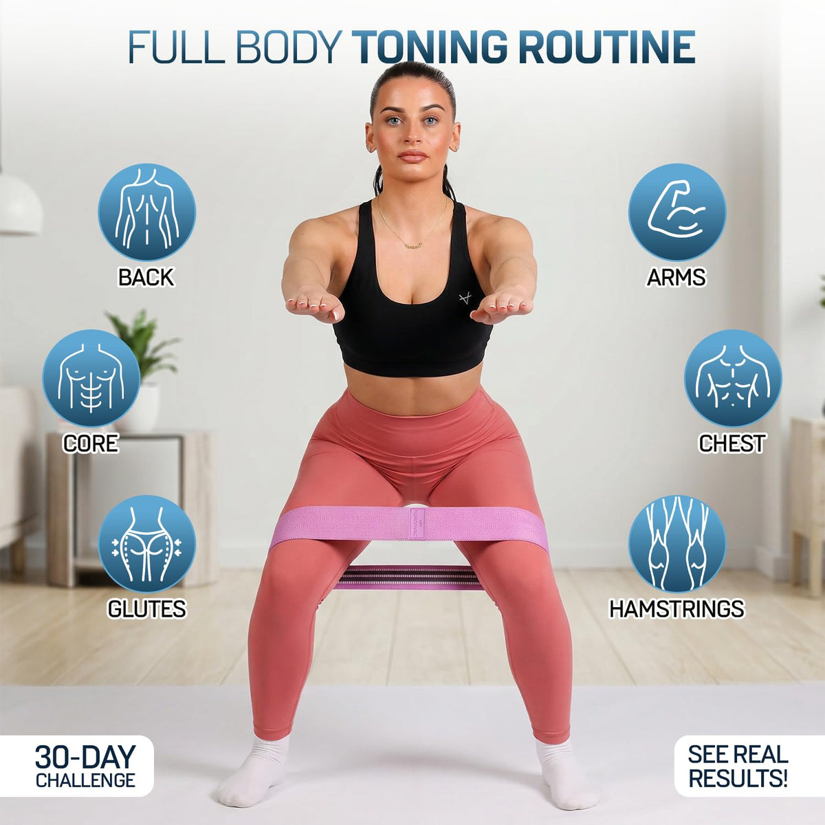Resistance Bands, Workout Bands, Exercise Bands for Working Out with Workout Bands Guide, 4 Levels Booty Bands, Leg Exercise Bands Resistance, Glute Bands, Non-Slip Fabric Elastic Bands for Men Women