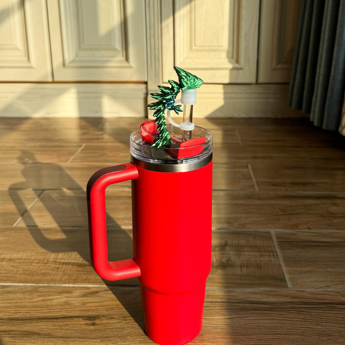 MITCHENIFY Dragon Straw Cover Cap Compatible with Stanley 30 & 40oz Straw Cup, Silicone Straw topper with 3D Printed Dragon, Cool Tumbler Accessories (Green-Blue), Halloween Decorations