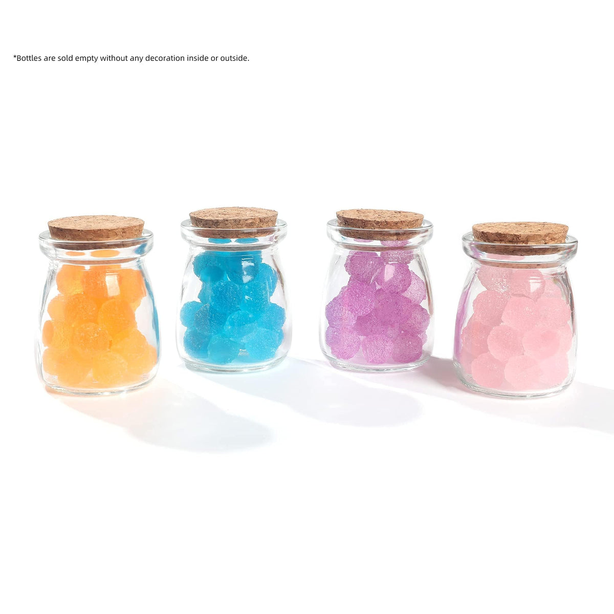 Magic Season Decorative Glass Bottle with Cork Stopper (3.3 oz Pudding Bottles / 6 Pcs)