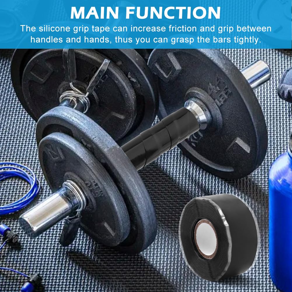 Arivlune Grip Tape - 16.4FT Self Fusing Silicone Tape, Rubber Grip Wrap for Pull Up Bars, Barbells, Dumbbells, Gym Equipment, Bike Handles(Color:Black)
