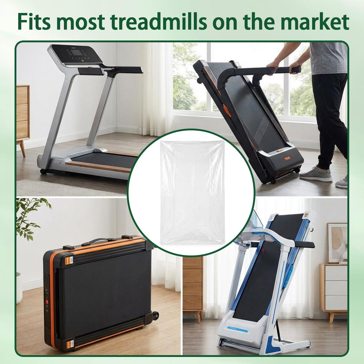 Hungdao 3 Pack Plastic Folding Treadmill Cover, Exercise Equipment Protector, Waterproof and Dustproof for 43 L x 38 W x 50 H Most Folding Treadmills