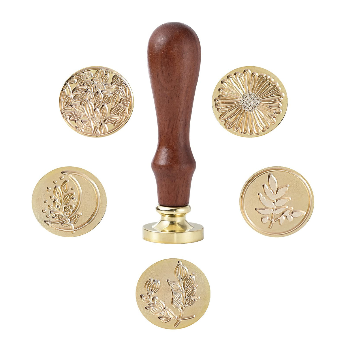 Wax Seal Stamp Set,Ailtuer 6 Pieces Plant Series Sealing Wax Stamp Heads + 1 Wooden Hilt, Vintage Seal Wax Stamp Kit with Gift Box (Plant Set)
