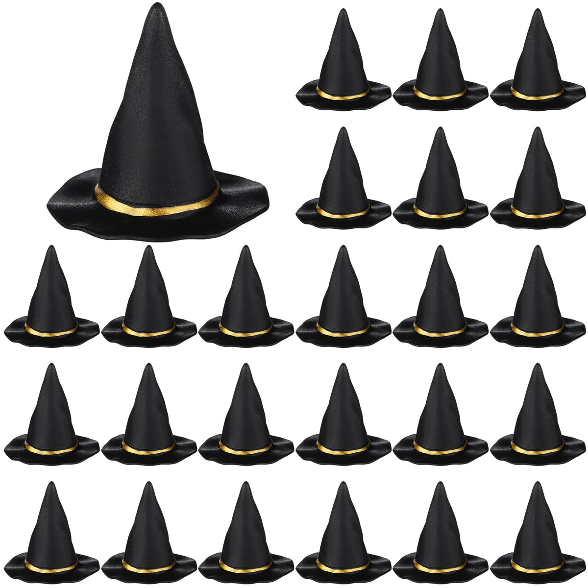 Seenelling 24 Pcs Mini Witch Hats for Crafts Small Halloween Plastic Tiny Witch Hats Bulk for Halloween DIY Wizard Party (Black,3 Inch)