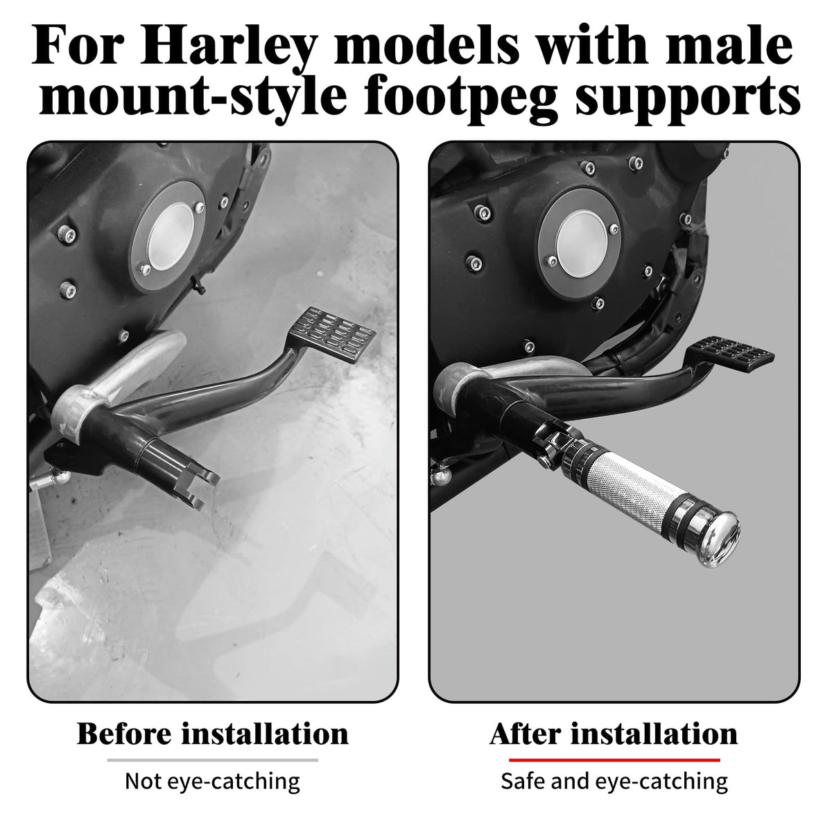 HDBUBALUS Motorcycle Foot Pegs Rest Compatible with Harley Sportster Dyna Touring Male Mount Footpegs Footrest Pedal Chrome