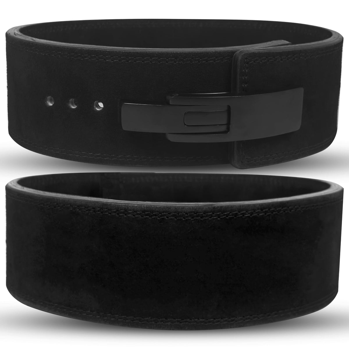 RAD Lever Weight Lifting Gym Belt for Men & Women, Size 25-42 Inches, Thick 10MM & Width 4 Inch, Jet Black Leather