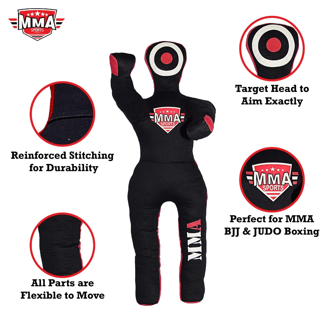 MMA SPORTS Kids Grappling Dummy Brazilian Jiu Jitsu Self Defense Martial Art Boxing Children Youth Wrestling Dummies (36-40 INCHES) - UNFILLED