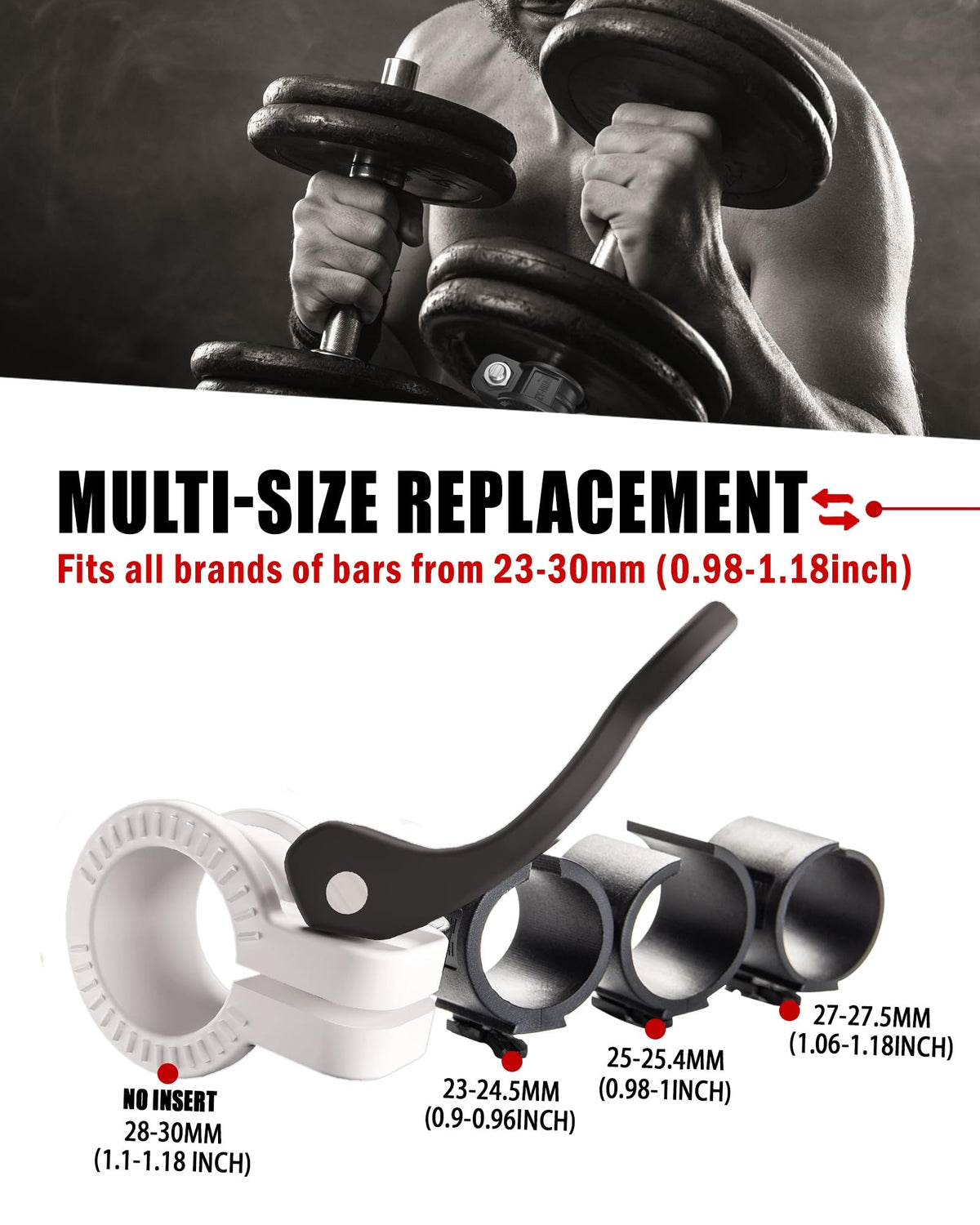 ZY-HUAN mini Barbell Clips 1 inch I Multi-Size Adjustable Barbell Collar I 1 inch Barbell ClampsIQuick Release Weight Clips Pair of Locking for Dumbbell Bar (Black+White)