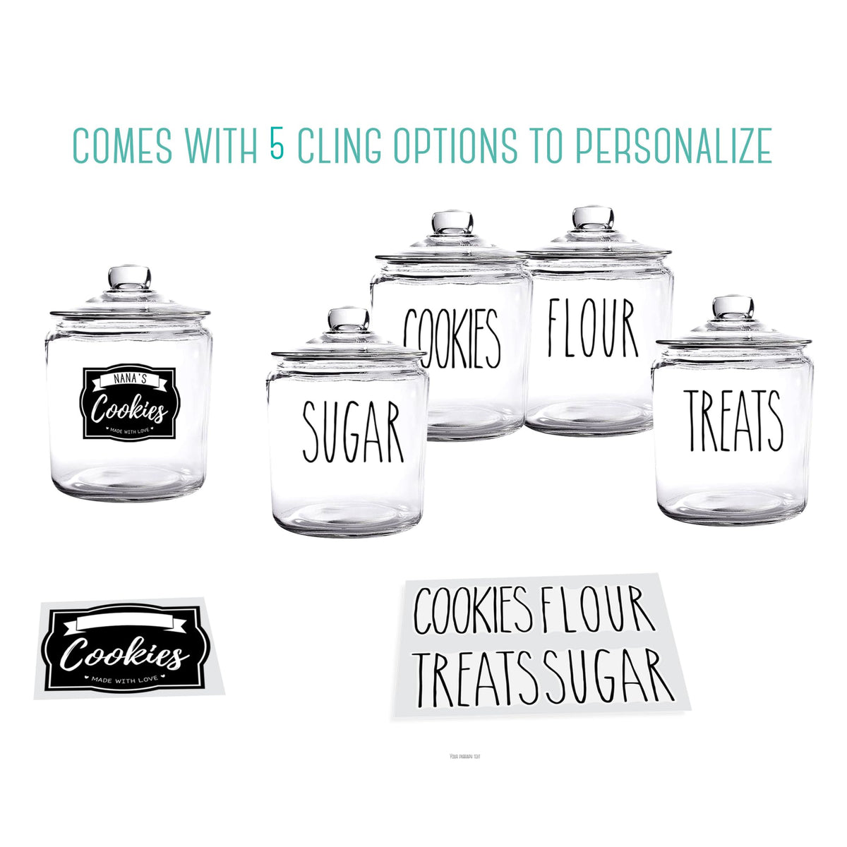 OUTSHINE 1 Gallon Cookie Jar for Kitchen Countertop| Airtight Glass Storage Jars for Candy, Coffee, Dog Treats| Large Glass Apothecary Jars with Lids| Large Food Storage Container for Kitchen, Pantry