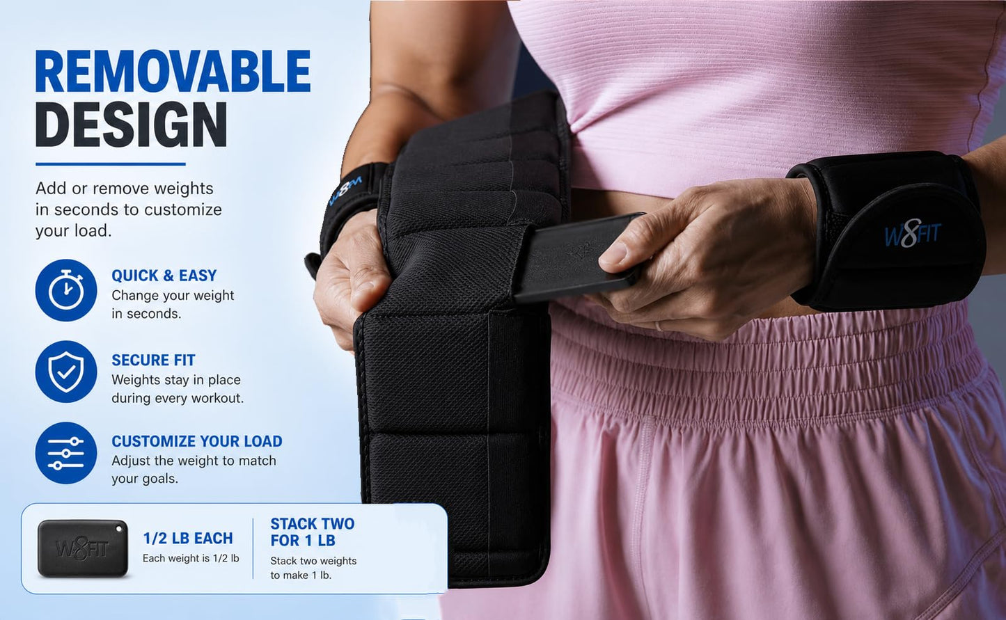 W8FIT Adjustable Weighted Belt for Men & Women – Rucking Belt for Walking, Hiking & Strength Training (8 LB Medium)