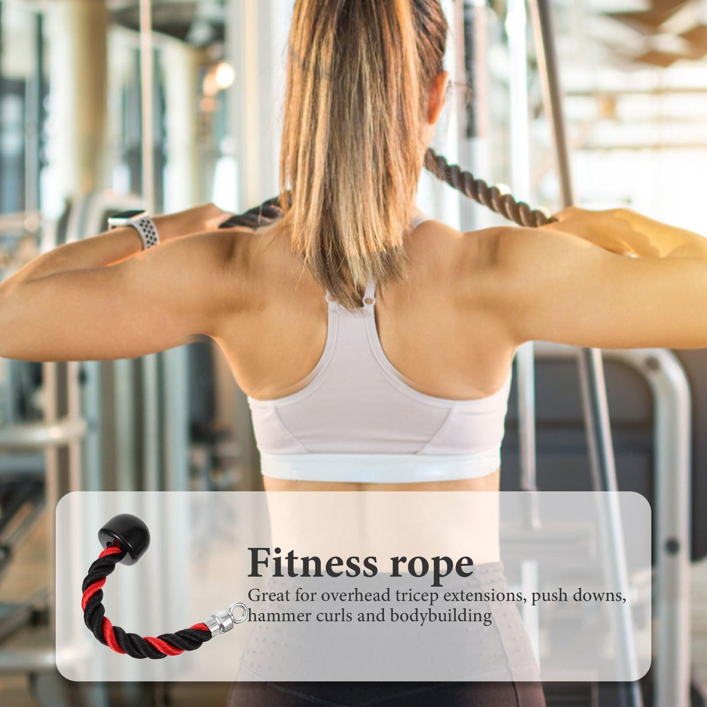 BESPORTBLE Tricep Rope Cable Attachment, Heavy Duty Single Pull Down Rope for Biceps and Triceps Training, Non-Slip Workout Accessory for Home Gym Fitness