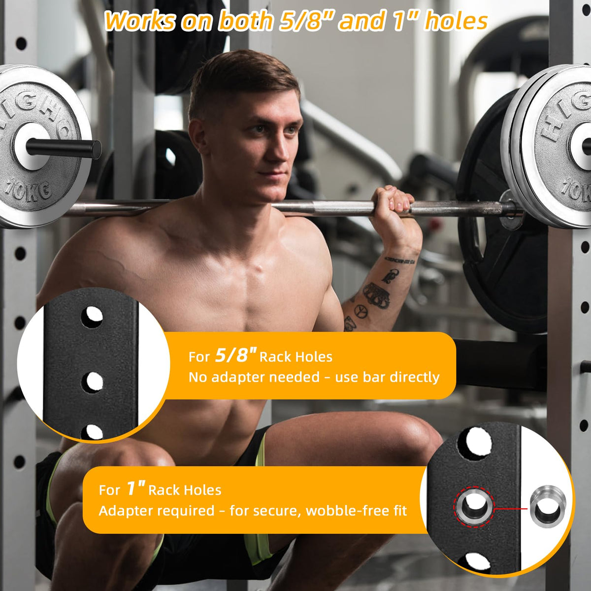 Weight Plate Holder for Power Rack Attachment, Squat Rack Weight Storage for 1 inch Olympic Weight,Compatoble with 2x2, 2x3, 3x3 Power Cage, Fit 1"and 5/8" Hole (3×3)