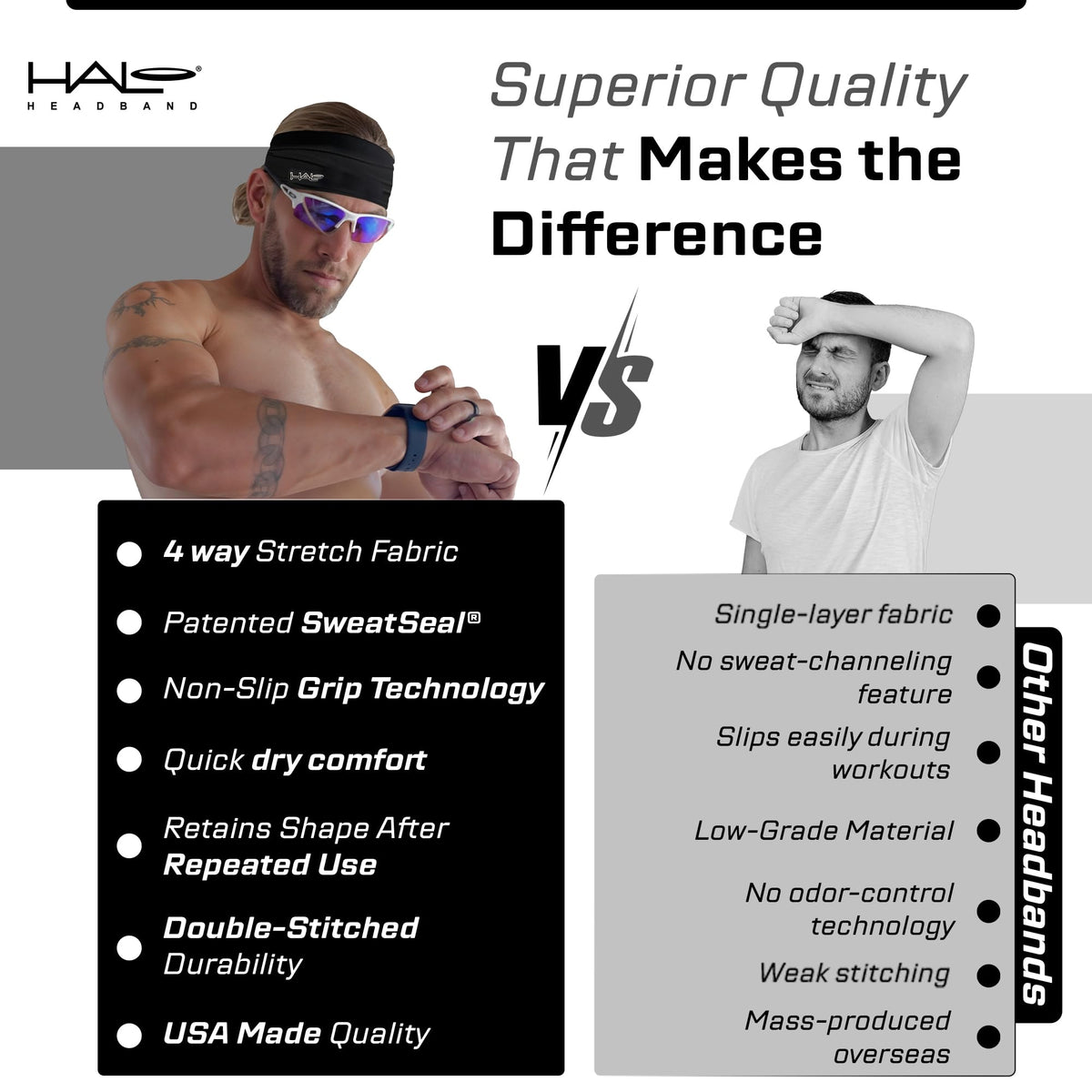 Halo Headband Bandit (Ocean Blue)-4 Inch Wide Pullover Headband for Both Women and Men-Patented Lightweight, Moisture Wicking Headband Yoga, Crossfit, Biking, Pickleball