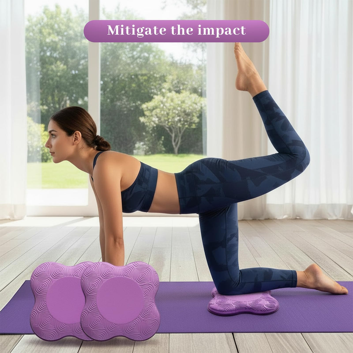 2 Pack Yoga Knee Pads Elbow Cushions Extra Thick Knee Cushion Soft Pilates Kneeling Pad Exercise Yoga Supplies for Women and Men Hands Elbows Wrists Floor Workout Support Pads Essentials