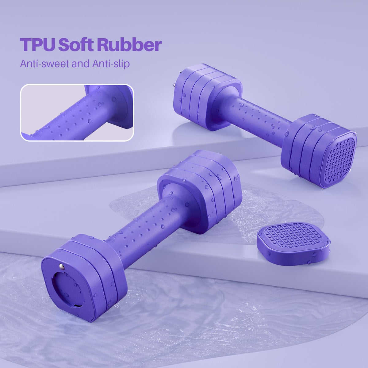 Zempox Adjustable Dumbbell Set, 4 in 1 Free Weight Dumbbell Set for Women, Hand Weight for Women at Home, Each 2lb 3lb 4lb 5lb with TPU Soft Rubber Handle for Home Gym Aquatic Fitness Equipment,Purple
