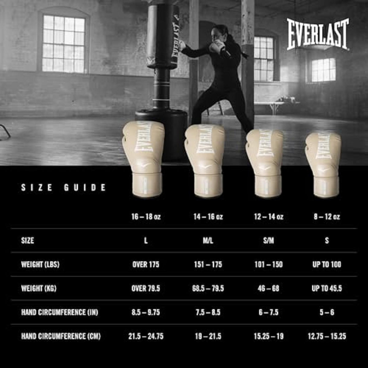 Everlast Elite 2 Womens Boxing Gloves | Vegan Leather Boxing Gloves with Secure Fit Hook and Loop Closure & Ventilation | Cardio, Speedbag, and Heavy Bag Training Gloves (12 oz, Tan)