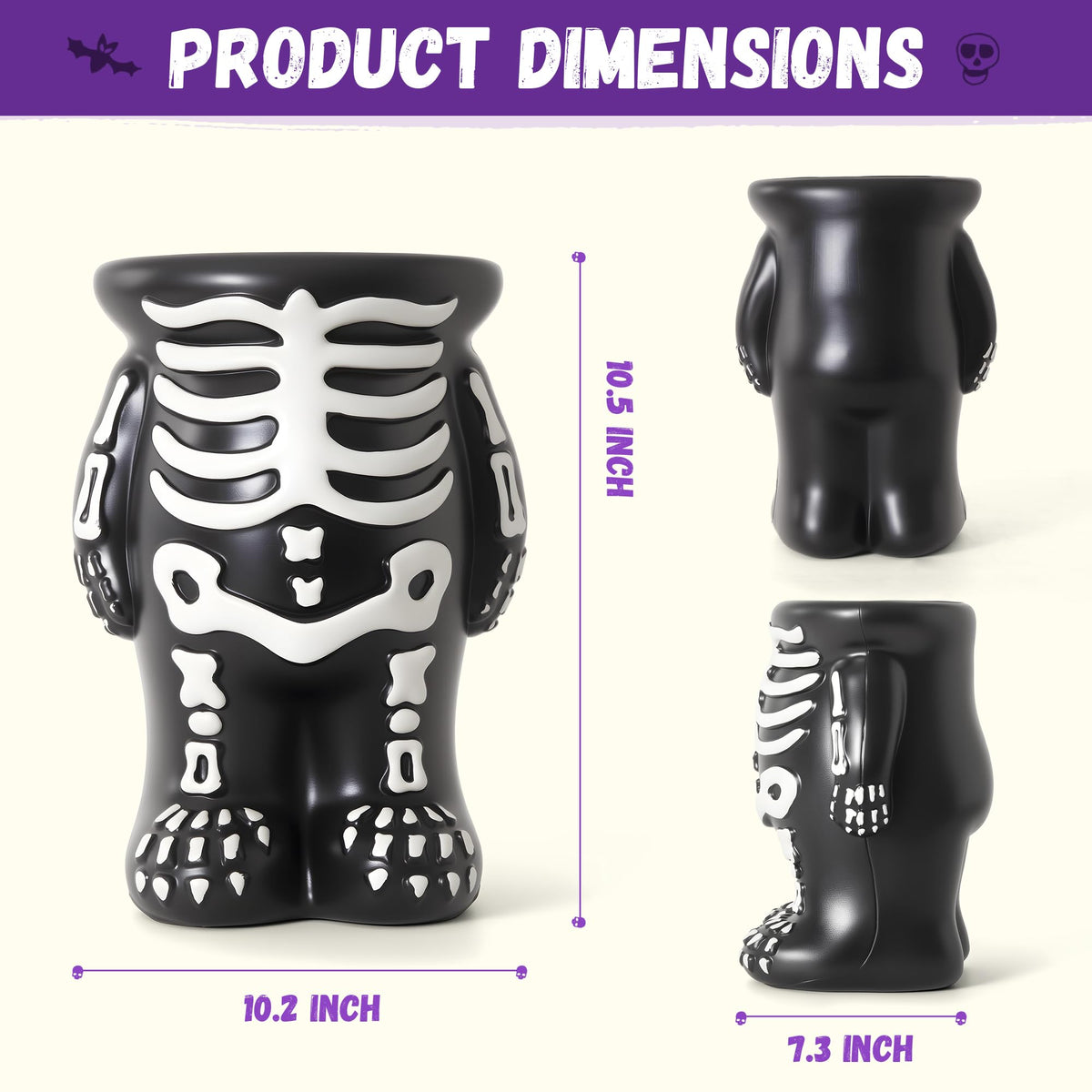 Halloween Decorations Skeleton Pumpkin Stand, Black & White Torso Candy Bowl Holder, Blow Mold Pumpkin Display Stand for Cake Carved Pumpkin, Water-proof Indoor Outdoor Halloween Party Table Decor