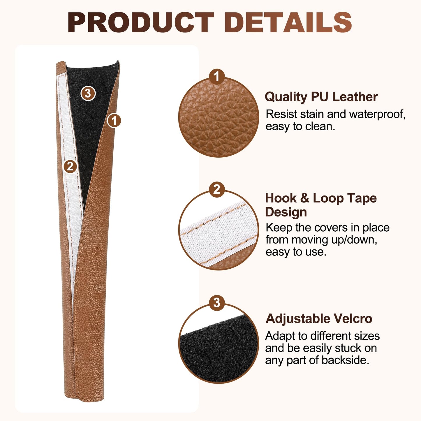 uxcell 6Pcs Refrigerator Door Handle Covers, PU Leather Kitchen Appliance Handle Protector, Anti-Static Fridge Handle Cover Keep Your Microwave Oven Dishwasher Clean, Brown