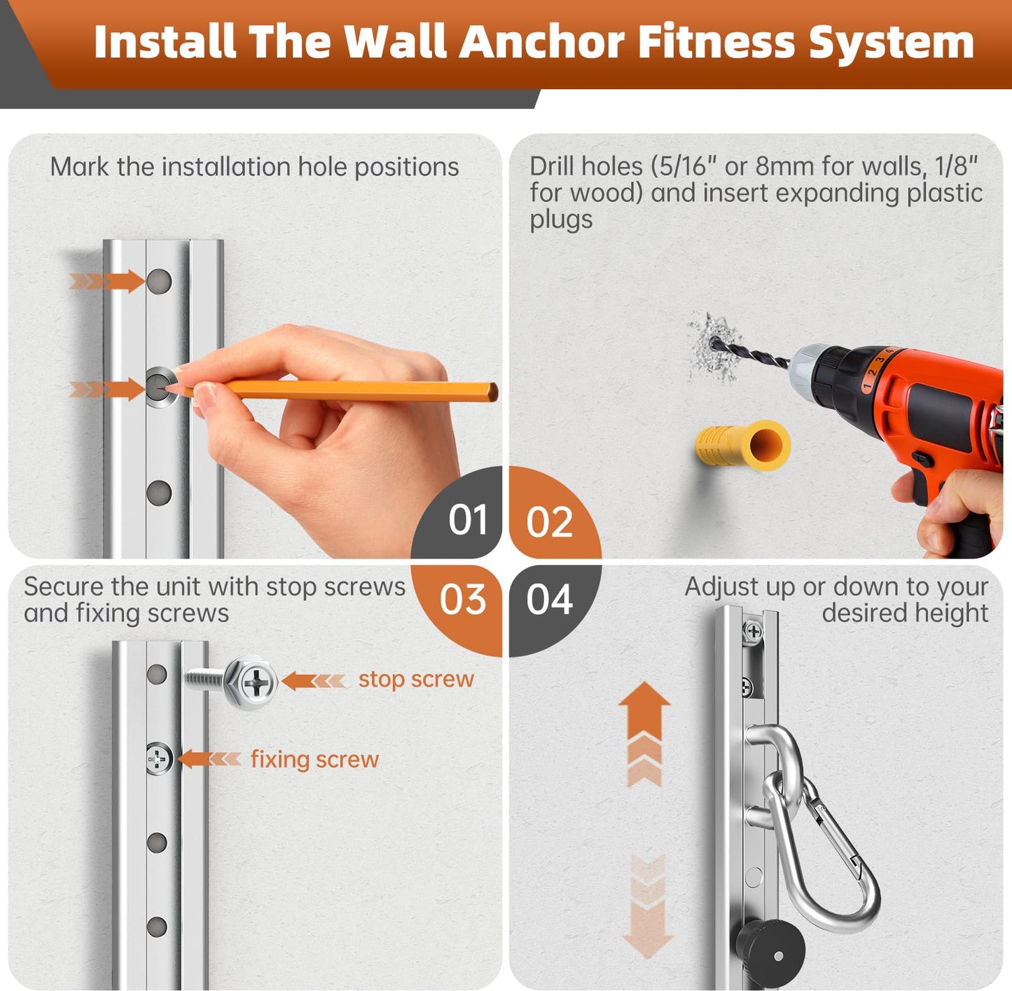Adjustable Resistance Band Wall Mount System,Home Gym Dedicated Resistance Band Wall Anchor, Ideal for Strength Training, Physical Therapy & Rehab Training