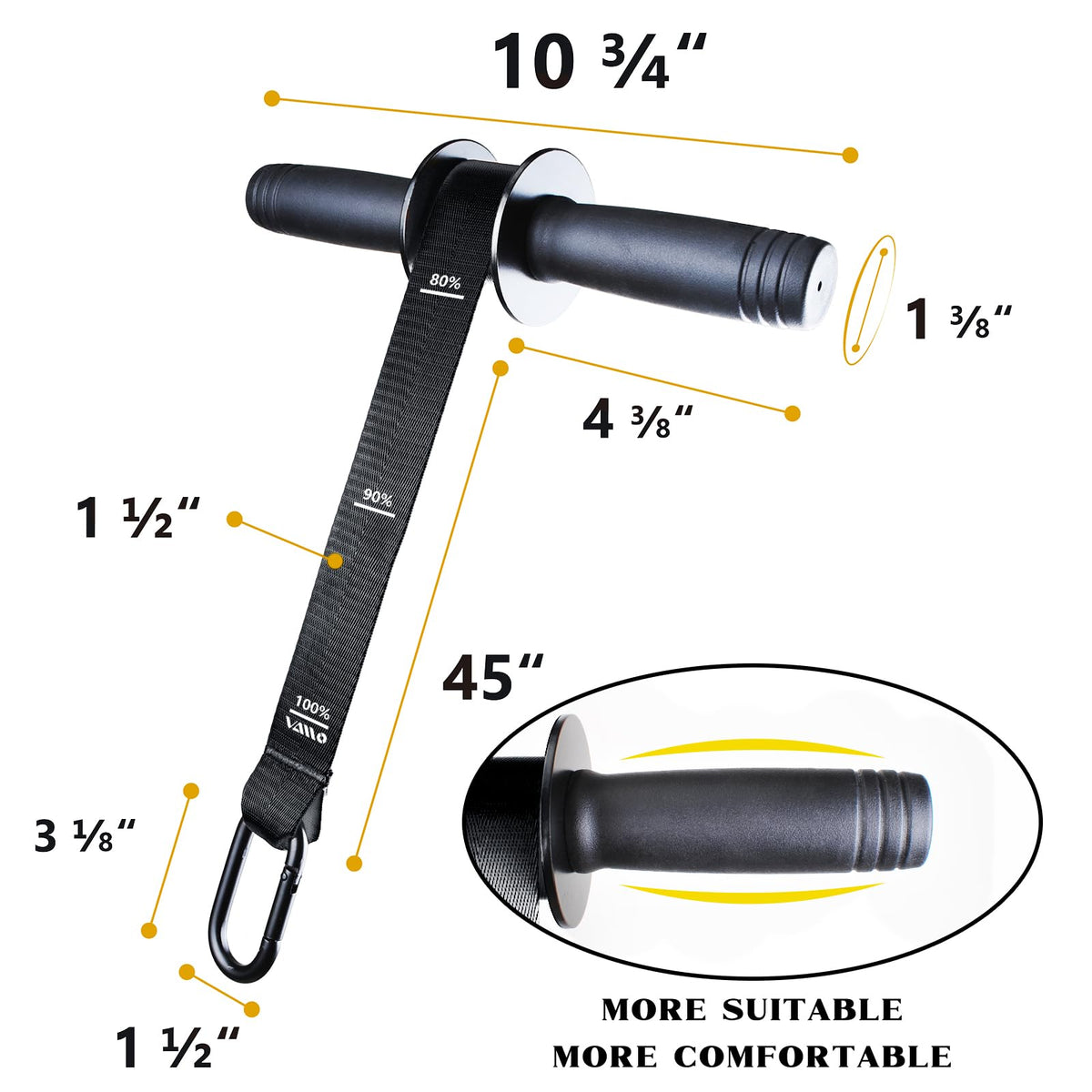 VAIIO Forearm Strengthener and Wrist Roller with Quick Locking Mechanism - Durable PVC Anti-Slip Grip Handles - Perfect for Men and Women - Ideal for Hand, Wrist, and Forearm Strength Training Black