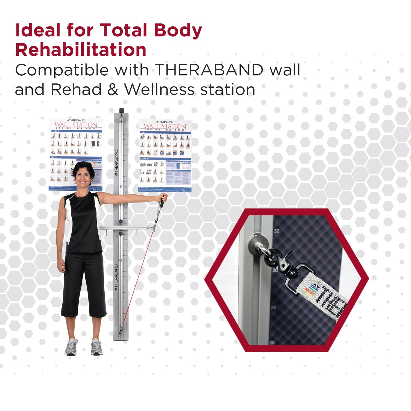 THERABAND Resistance Tubing with Connectors for Wall, Rehab & Wellness Station, Medium Level 3, Set of 2, 12-Inch Red Tubing for Physical Therapy, Exercise, Rehab, Clinics & Pilates, Latex Tubes