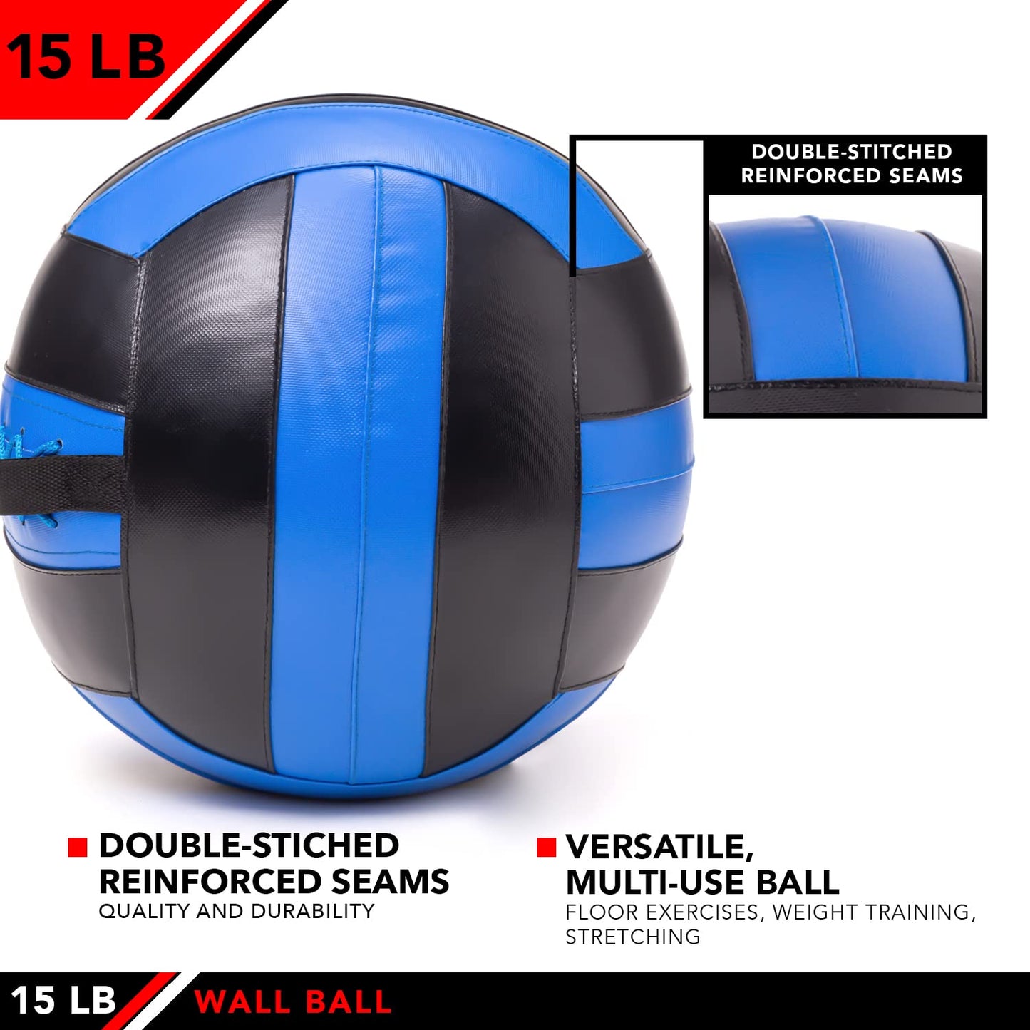 JFIT Wall Ball, 15 LB, Blue/Black