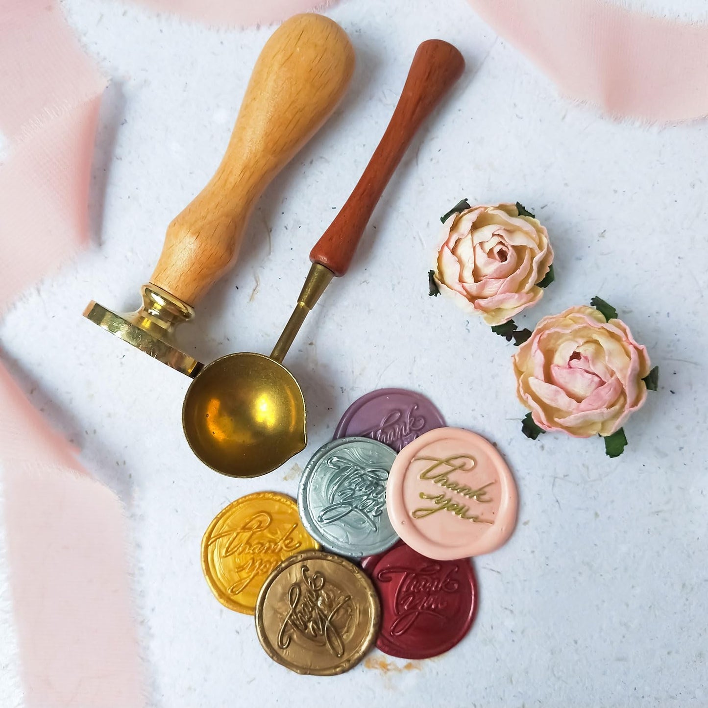 PATIKIL 40mm Blank Wax Seal Stamp, 3 Pack Round Sealing Wax Stamp Vintage Retro Brass Head for Envelope Invitation Cards