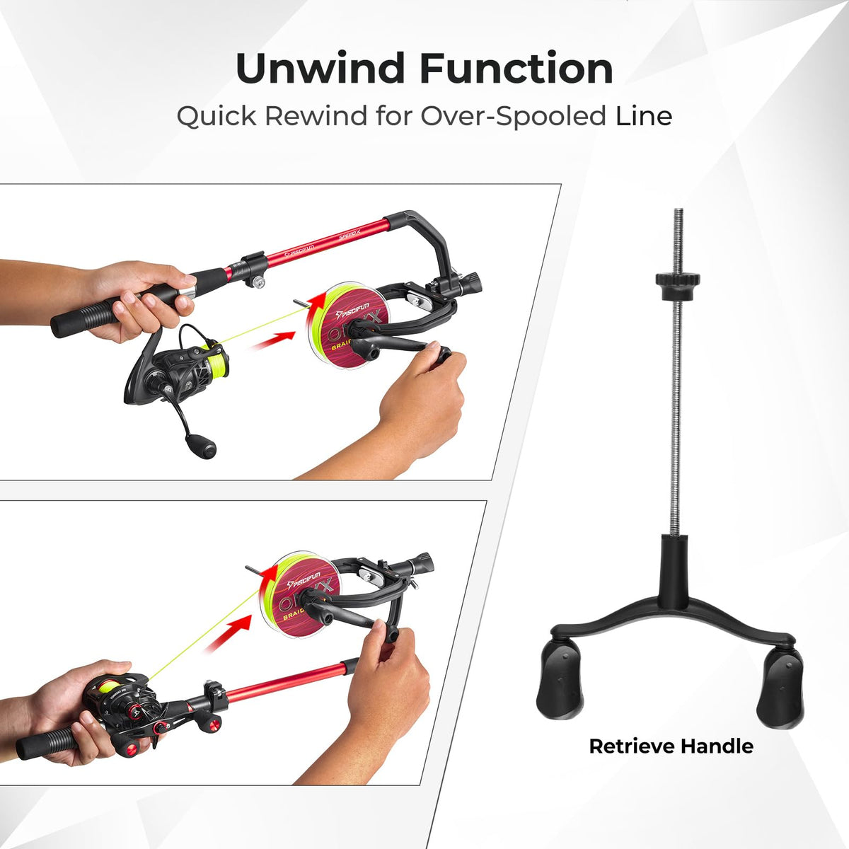 Piscifun Speed X Fishing Line Spool with Unwinding Function No Twist Line with Adjustable Aluminium Handle for Spinning Reel, Bait Reel and Spincast Reel