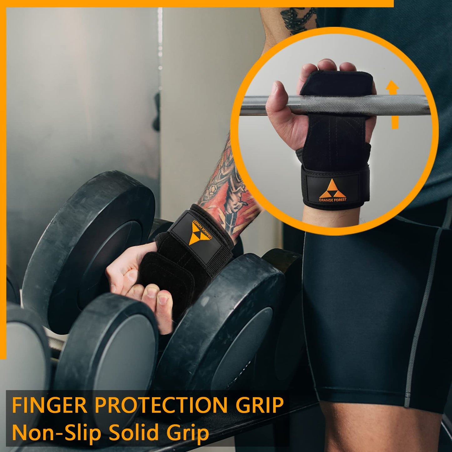 Weight Lifting Wrist Strap with Double Layer Leather, Neoprene Padded Gym Lifting Grips for Deadlift Powerlifting and Pull Up for Men Women (Pair)