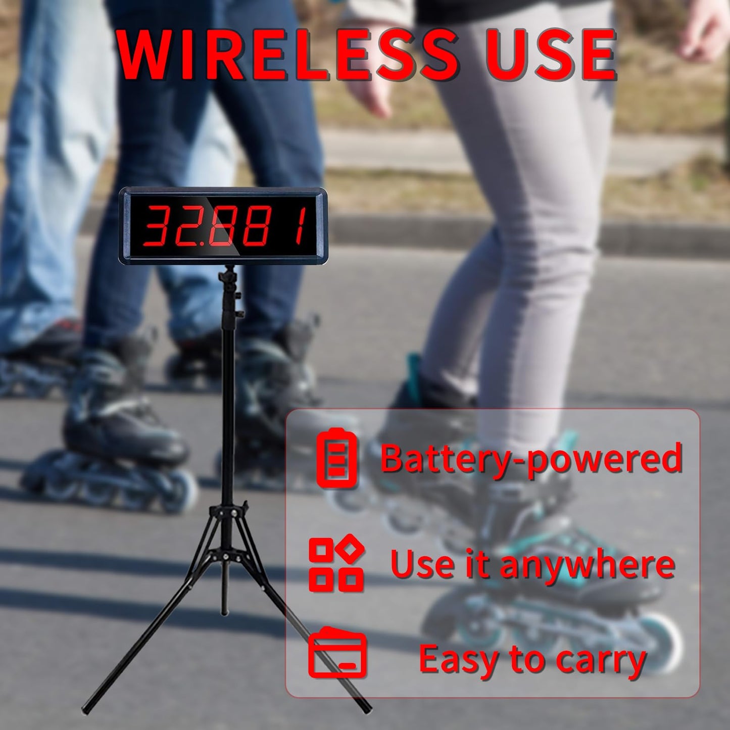Ousmile Wireless Laser Timer for Sprints, Laser Sprint Timer System for Track 40 60 Yard Dash, Race Clock Stopwatch for Running Speed Tranning(2 Sets, High Stand)