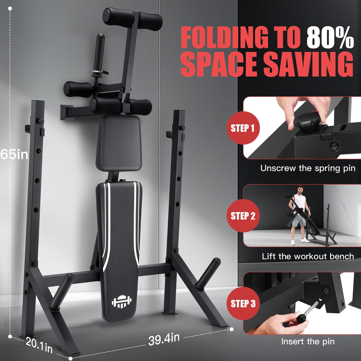ANCHEER 900LBS Weight Bench Set with Squat Rack, Adjustable Bench Press Set with Leg Extension and Leg Curl, Flat Incline Decline Workout Bench for Home Gym Full Body Strength Training