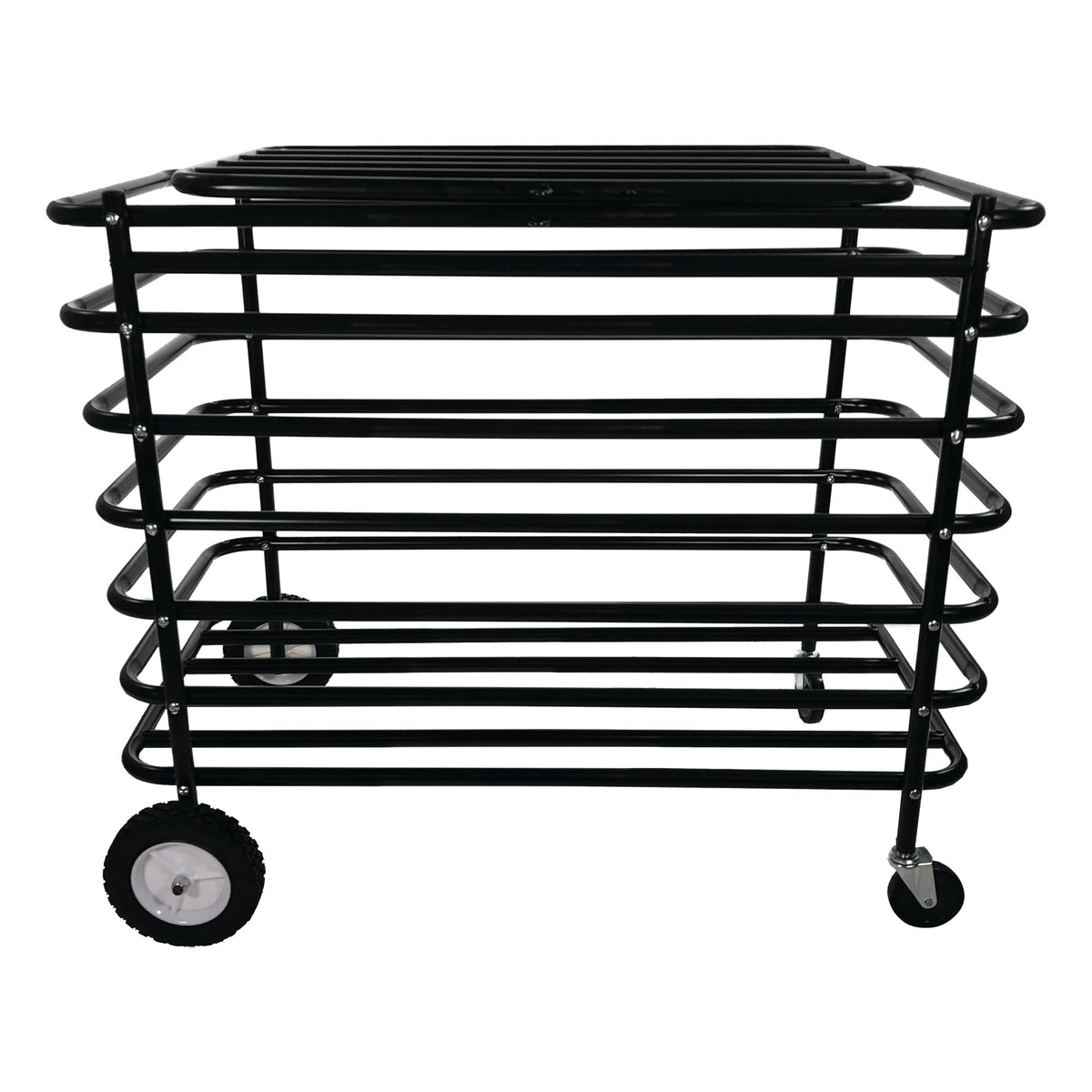 Champion Sports Ultimate Lockable Ball Locker – Heavy Duty Powder Coated Steel Ball Locker with Swivel Caster and Rear Wheels – Hinged Lid - Holds Up to 30 Balls – Black